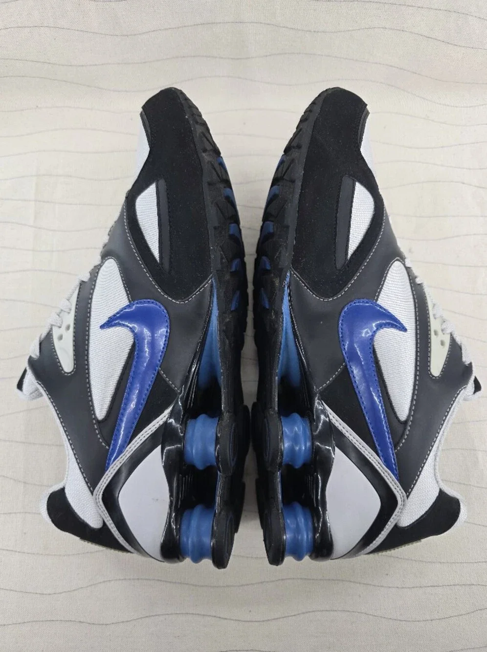 Nike Mems Shox Heritage Grey Black Blue Sneakers Shoes 386202-041 Size 12.5